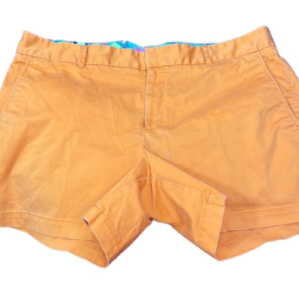 Trina Turk size 14 orange chino shorts flat front with pockets
